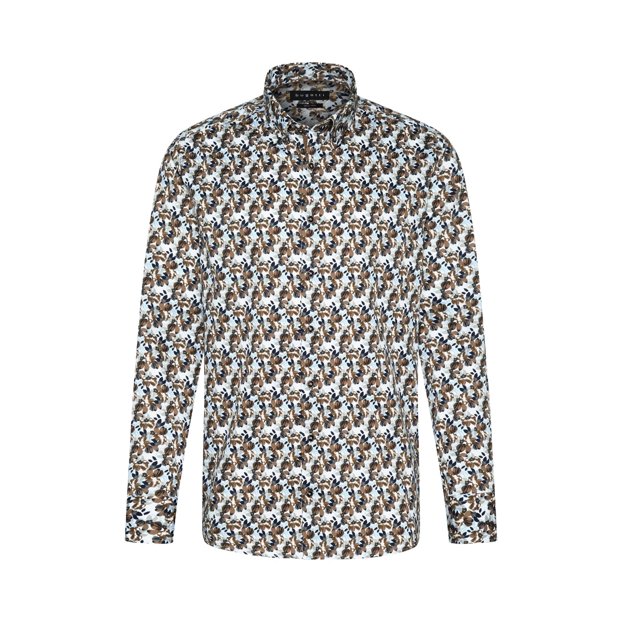 BUGATTI Men's Printed Long Sleeve Shirt CHARCOAL/YELLOW/MULTI - Henry BucksShirts38AW240028 - CHYLMLTI - M