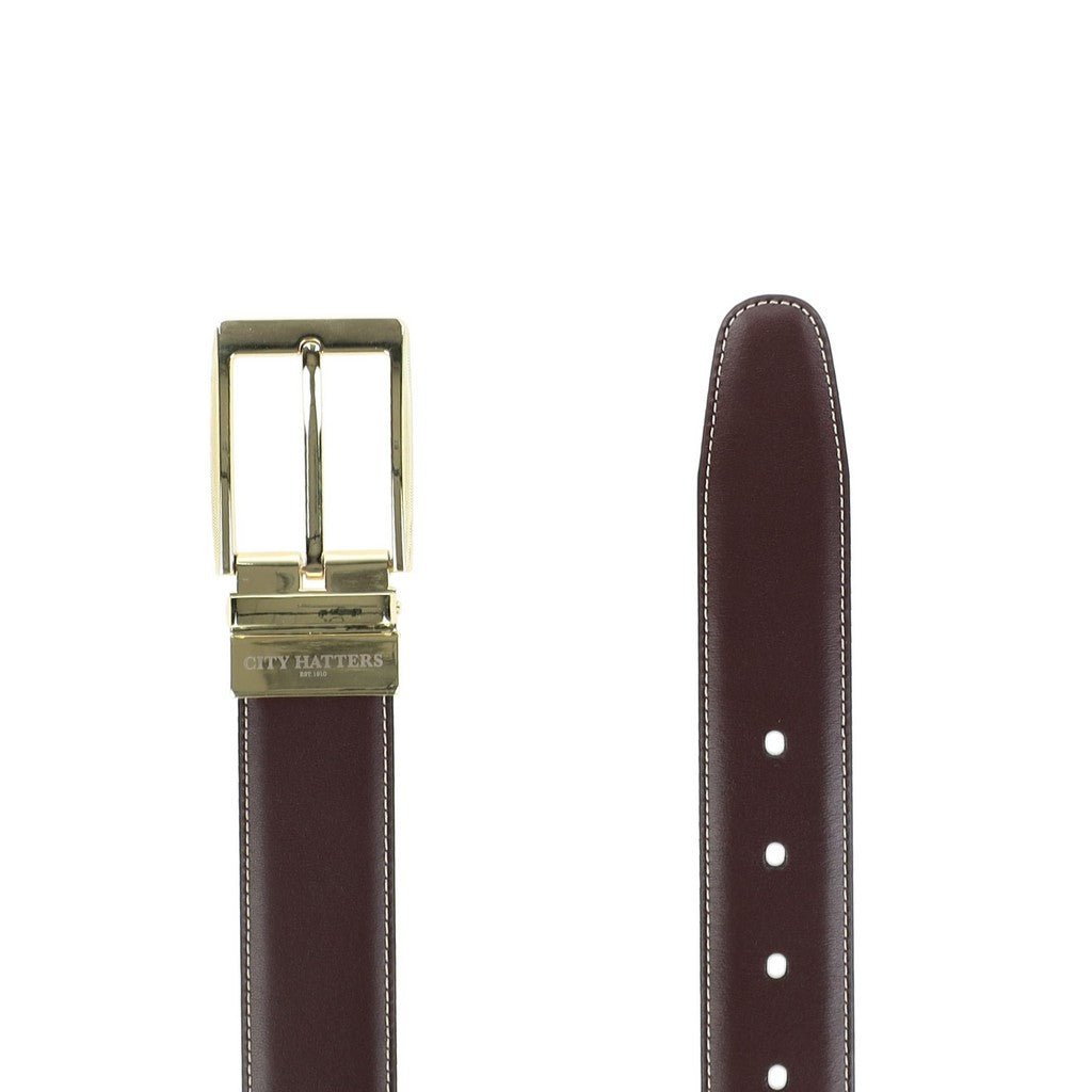 CITY HATTERS Cowhide Leather Belt DARK BROWN - Henry Bucks