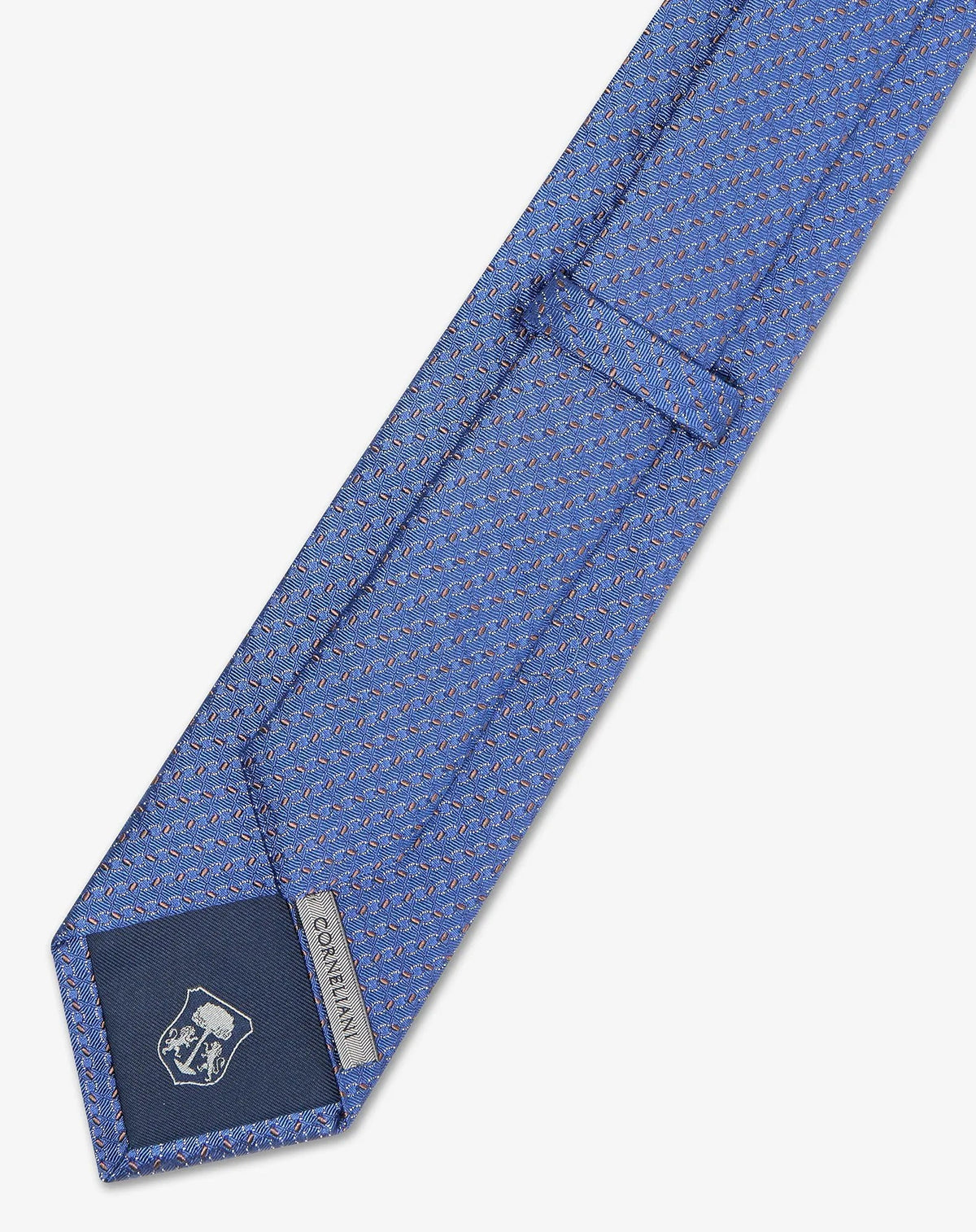 CORNELIANI Brocade Pure Silk Tie BLUE/BROWN - Henry Bucks