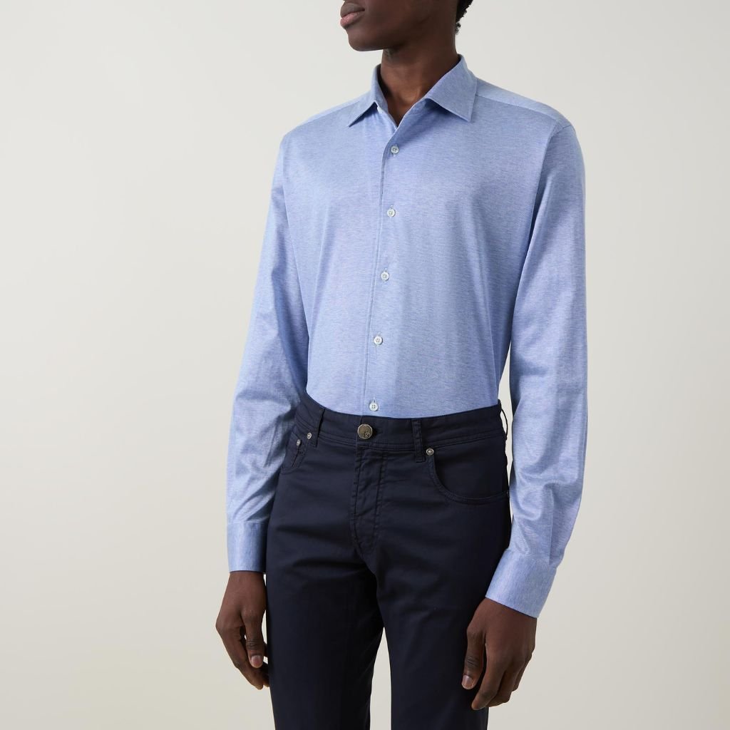 CORNELIANI Jersey Shirt BLUE - Henry Bucks