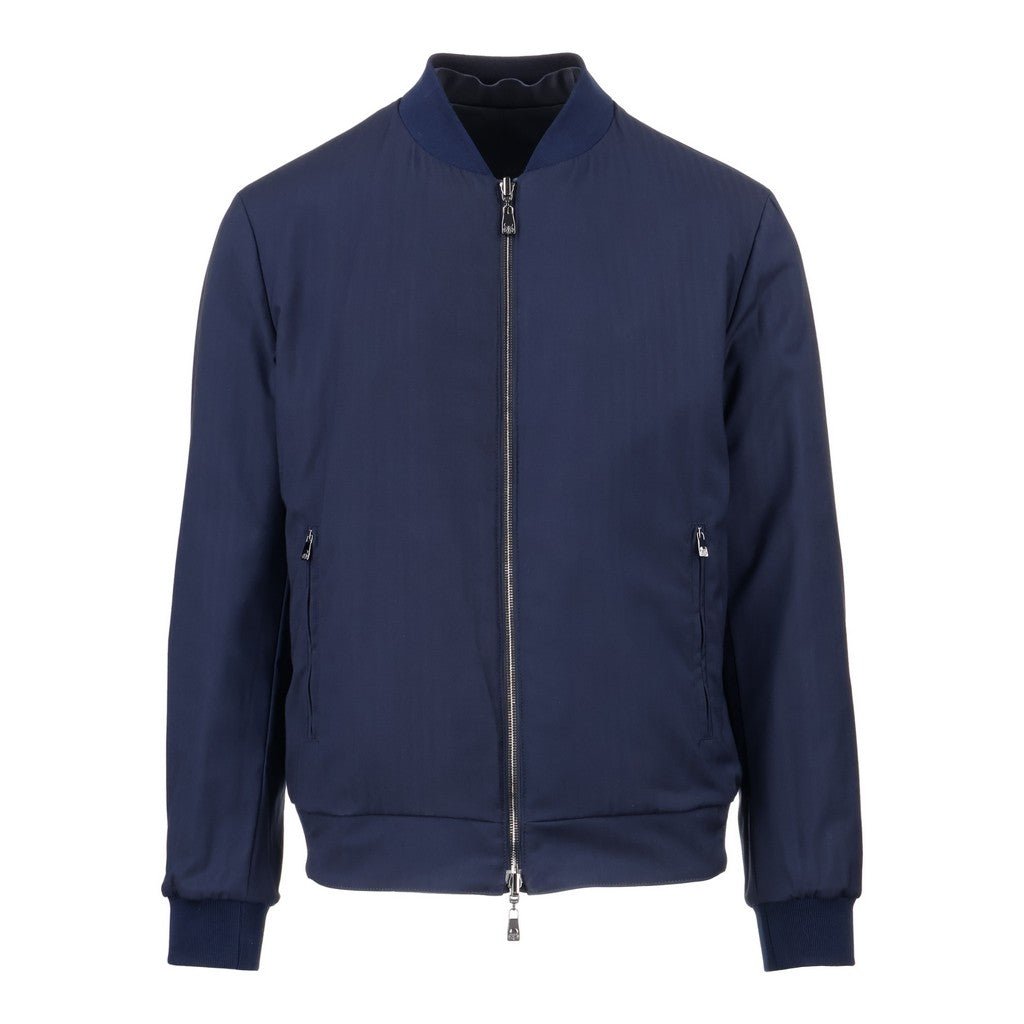 CORNELIANI Leather Reversible Jacket NAVY - Henry Bucks