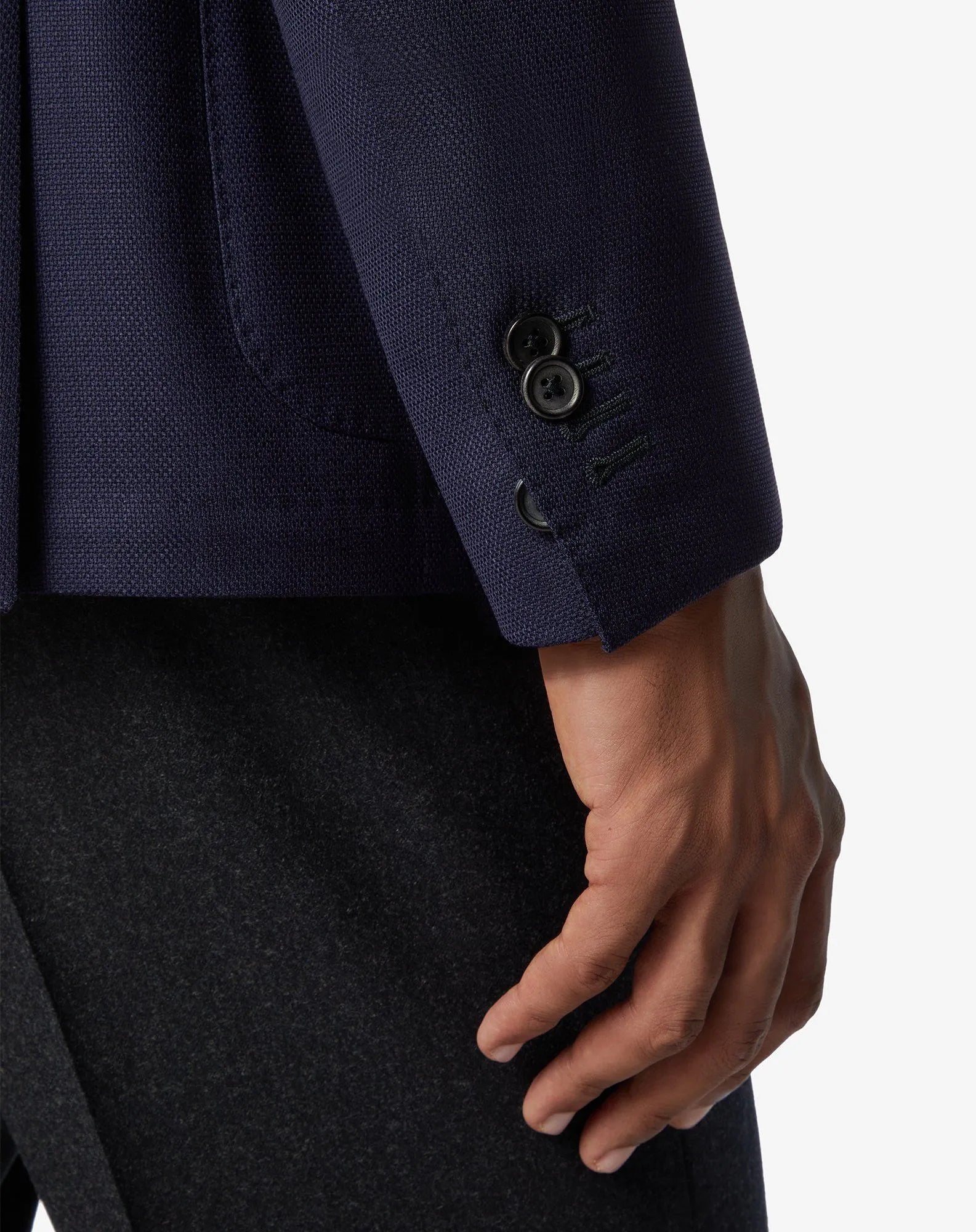 CORNELIANI Washable Hopsack Wool Blazer NAVY - Henry Bucks