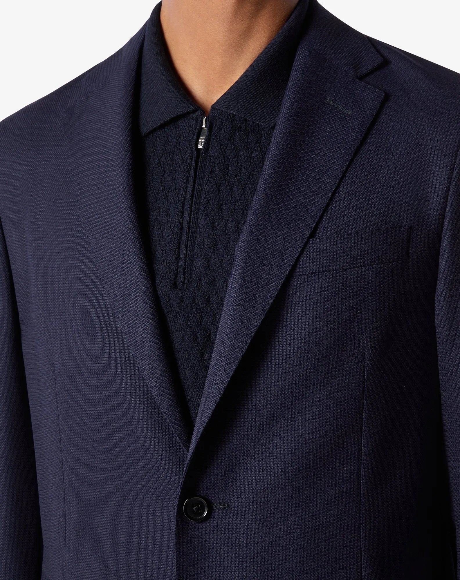 CORNELIANI Washable Hopsack Wool Blazer NAVY - Henry Bucks