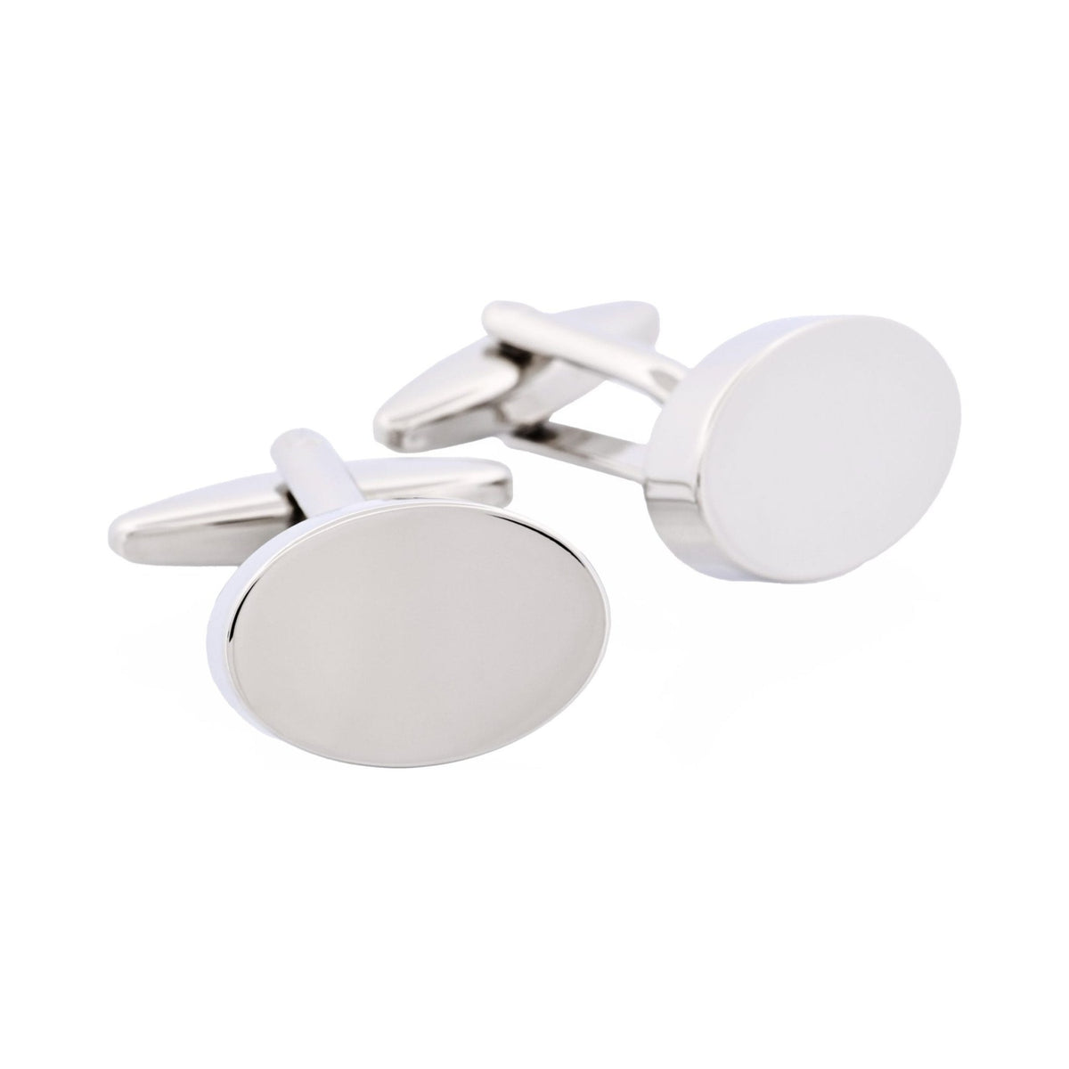 CUDWORTH Polished Rhodium Plated Oval Cufflinks - Henry Bucks