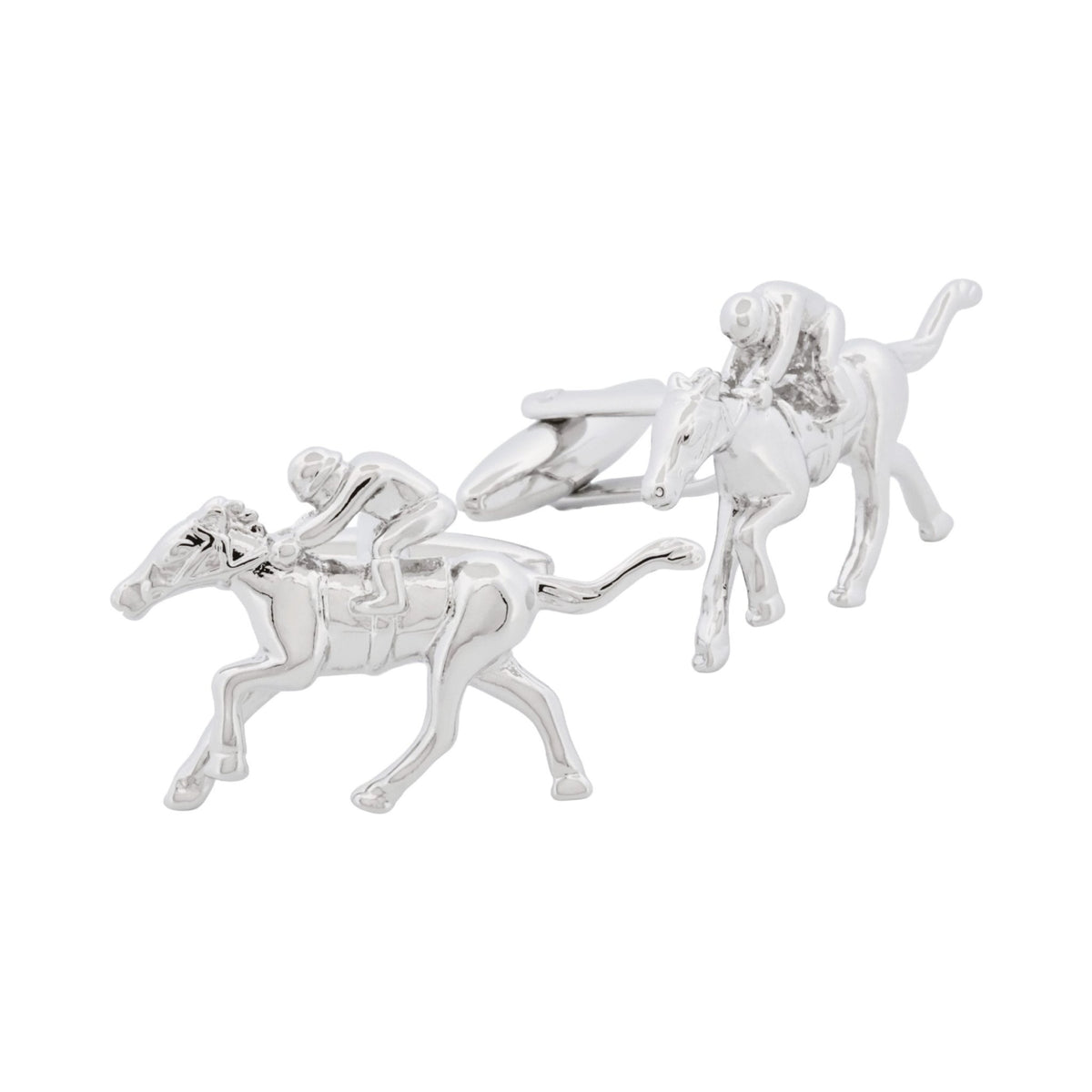 CUDWORTH Rhodium Plated Jockey on Horse Cufflinks - Henry Bucks