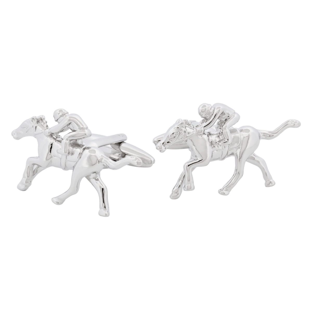 CUDWORTH Rhodium Plated Jockey on Horse Cufflinks - Henry Bucks