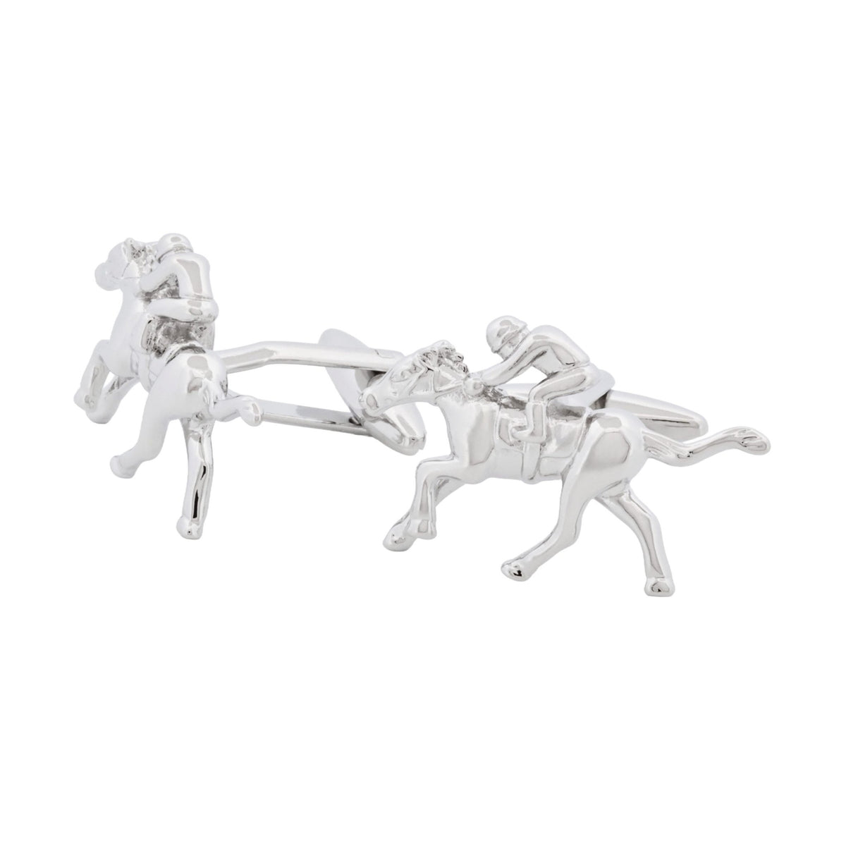 CUDWORTH Rhodium Plated Jockey on Horse Cufflinks - Henry Bucks