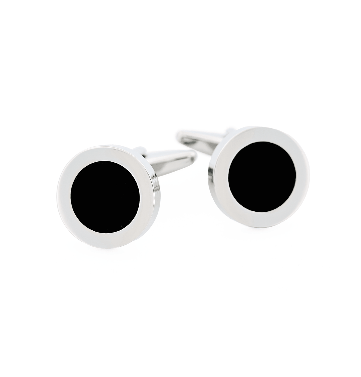 Cudworth Rhodium/Black Round Dress Wear Cufflinks - Henry Bucks