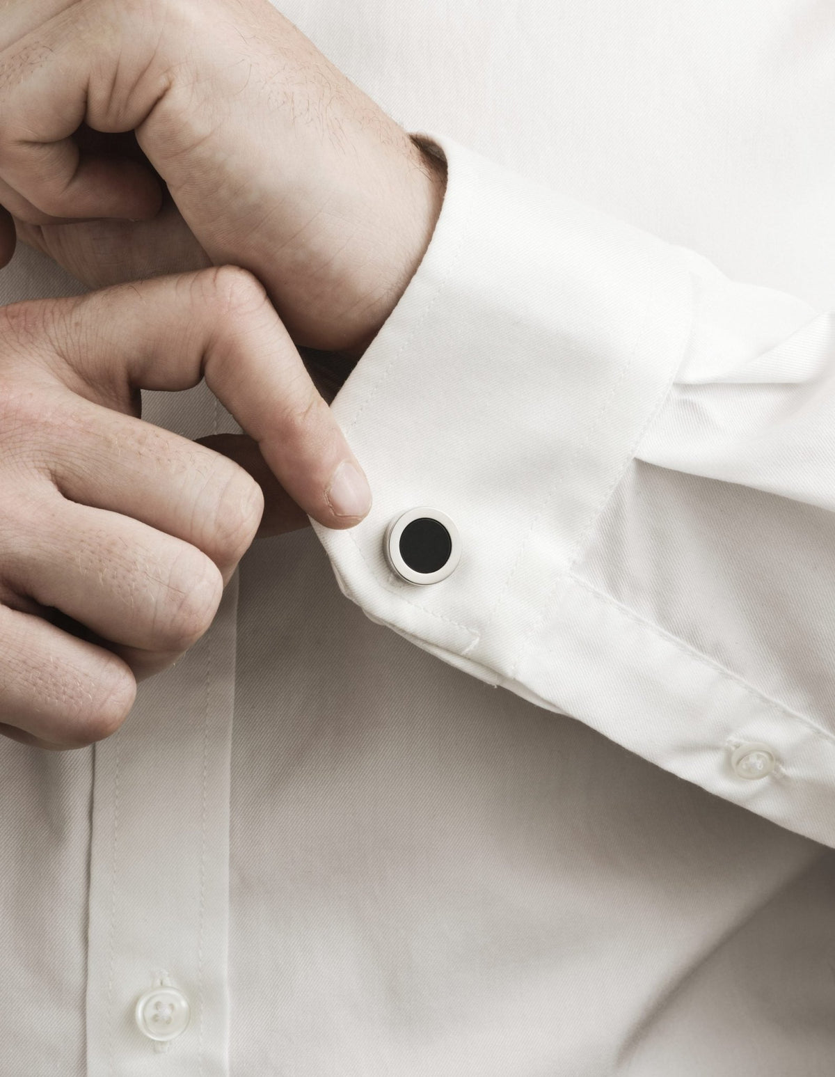 Cudworth Rhodium/Black Round Dress Wear Cufflinks - Henry Bucks