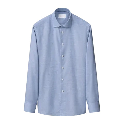 ETON Solid Oxford Long Sleeve Shirt Single Cuff MID BLUE - Henry Bucks