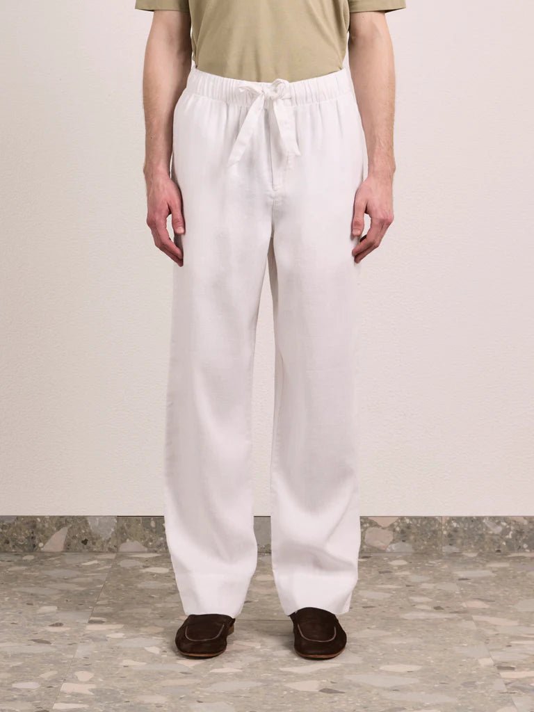 FRESCOBOL CARIOCA Luan Linen Blend Lounge Pants WHITE - Henry Bucks