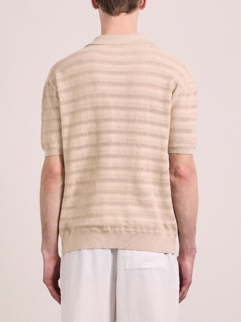 FRESCOBOL CARIOCA Rino Cotton Jacquard Short Sleeve Polo SAND - Henry Bucks