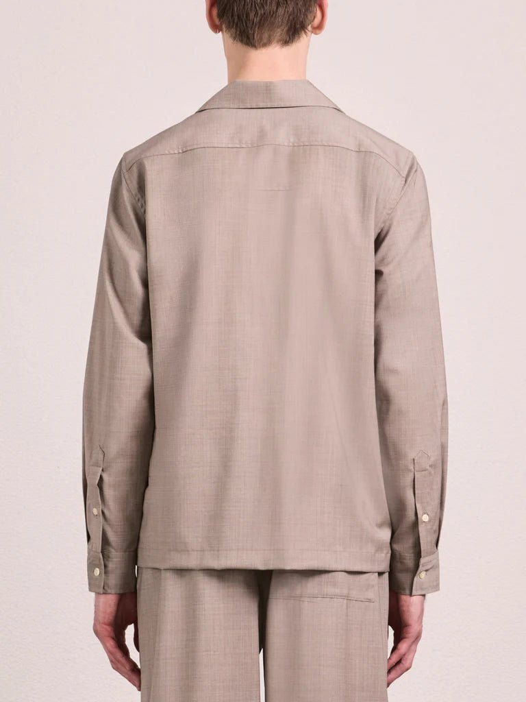 FRESCOBOL CARIOCA Safra Tropical Wool Long Sleeve Shirt LIGHT BROWN - Henry Bucks