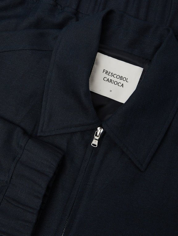 FRESCOBOL CARIOCA Tomas Linen Blend Zip Blouson Jacket NAVY - Henry Bucks