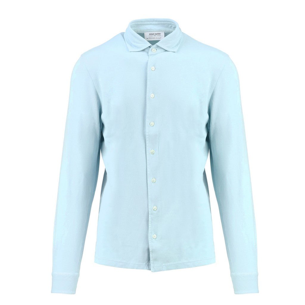 GRAN SASSO Cotton Long Sleeve Shirt SKY BLUE - Henry Bucks