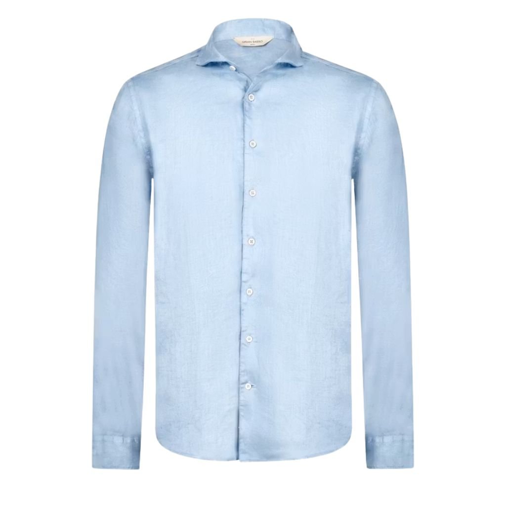 GRAN SASSO Linen Long Sleeve Shirt SKY BLUE - Henry Bucks