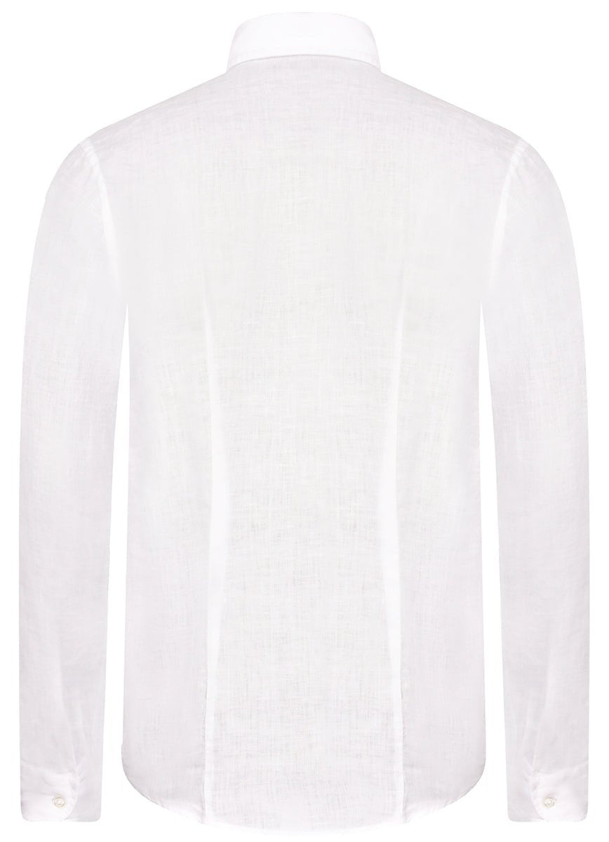 GRAN SASSO Linen Long Sleeve Shirt WHITE - Henry Bucks