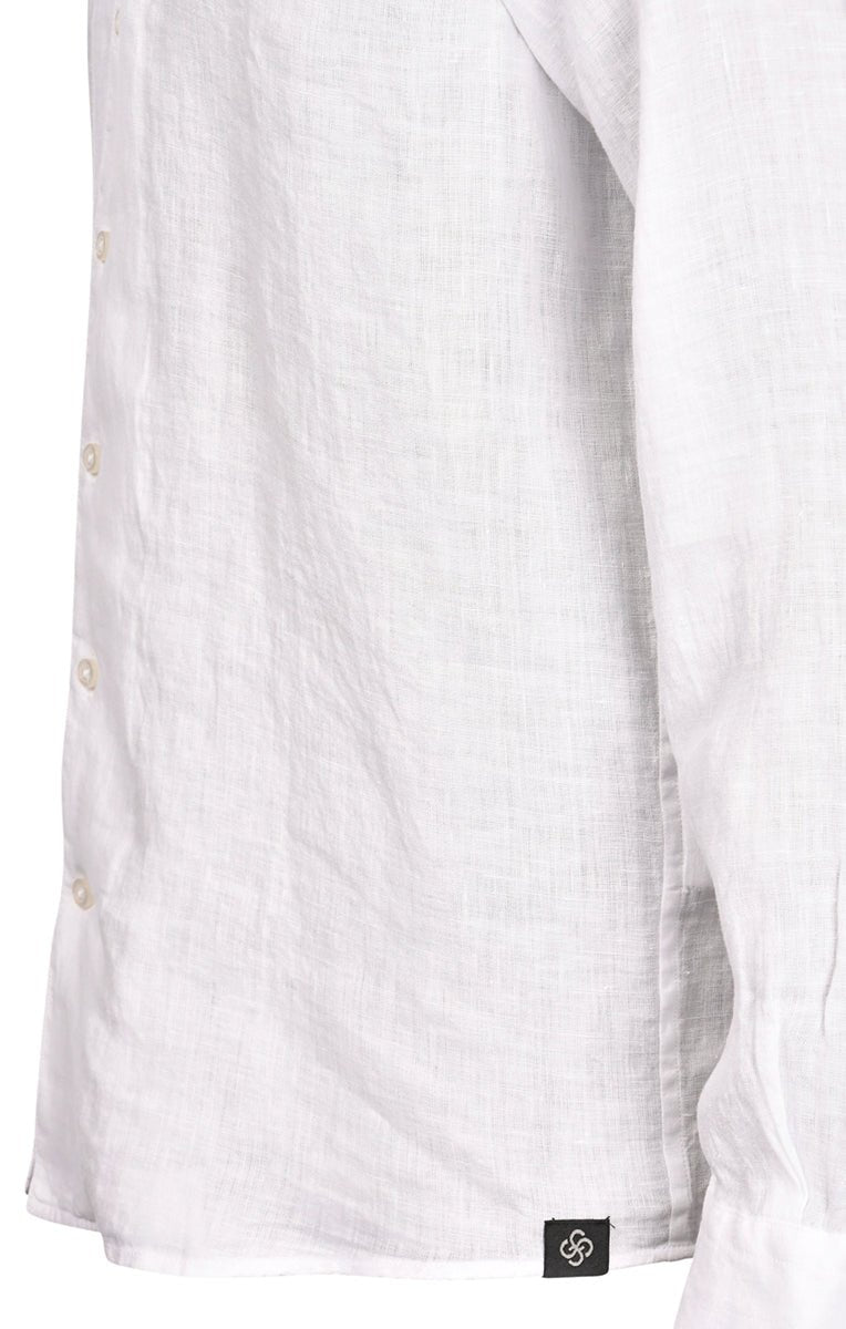 GRAN SASSO Linen Long Sleeve Shirt WHITE - Henry Bucks