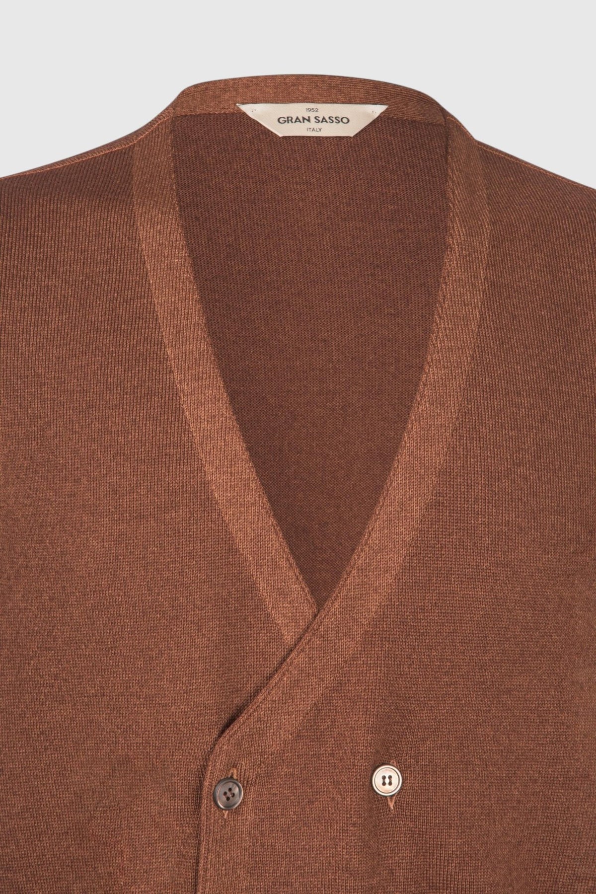 GRAN SASSO Merino Double Breasted Knit Vest RUST - Henry Bucks
