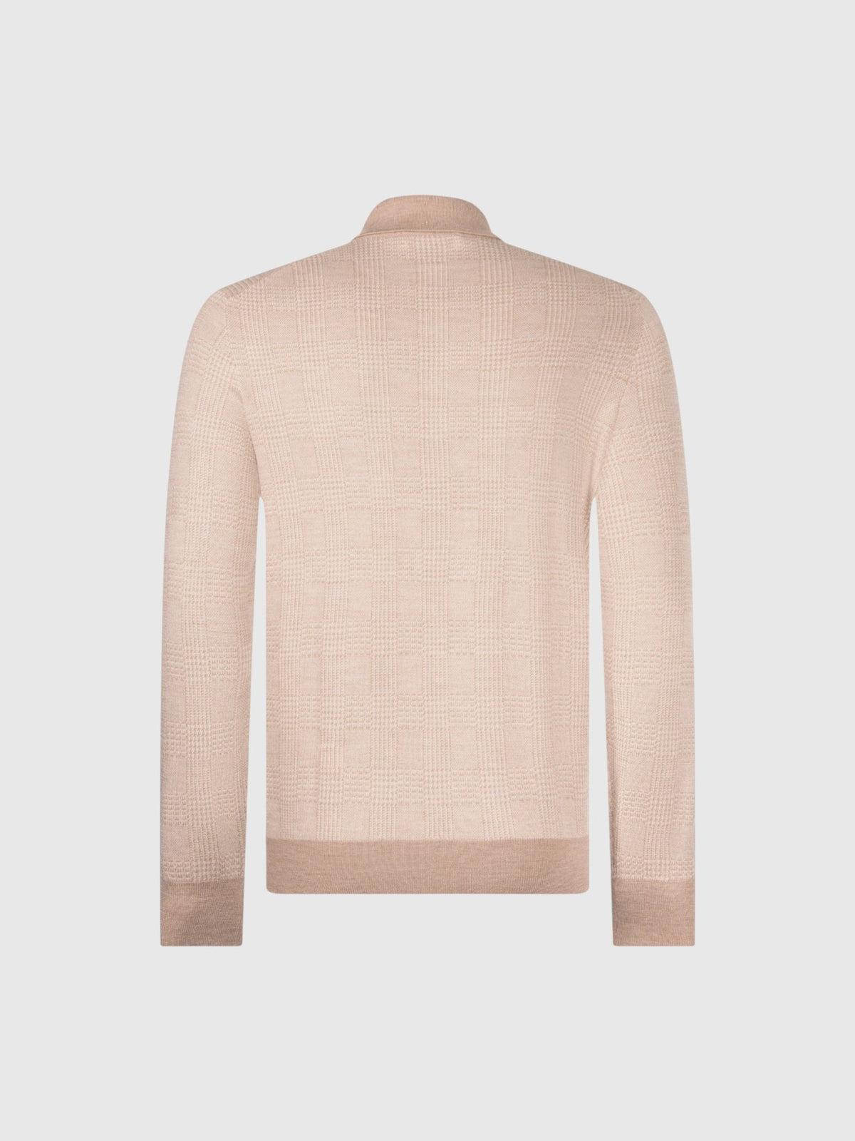 GRAN SASSO Merino Silk Check Polo Knit CREAM - Henry Bucks