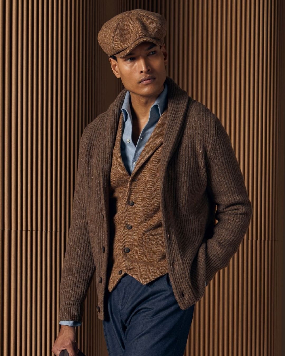 GRAN SASSO Satorial Shetland Wool Waistcoat RUST - Henry Bucks
