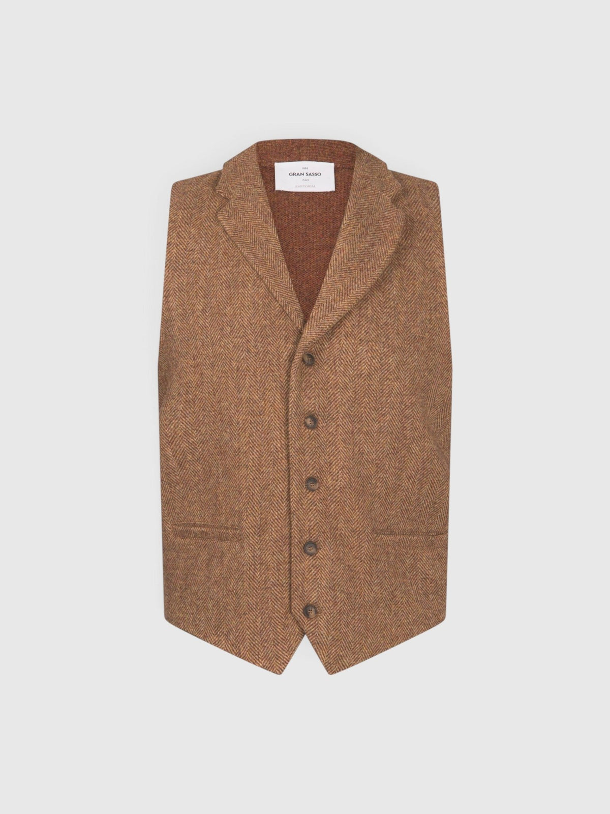 GRAN SASSO Satorial Shetland Wool Waistcoat RUST - Henry Bucks