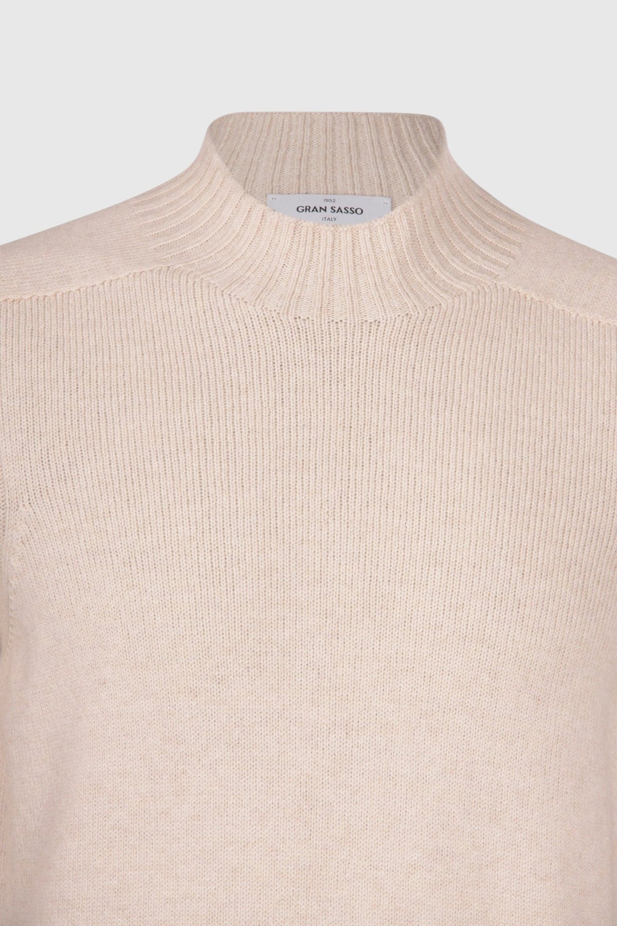 GRAN SASSO Super Geelong Merino Mock Neck Knit OFF WHITE - Henry Bucks