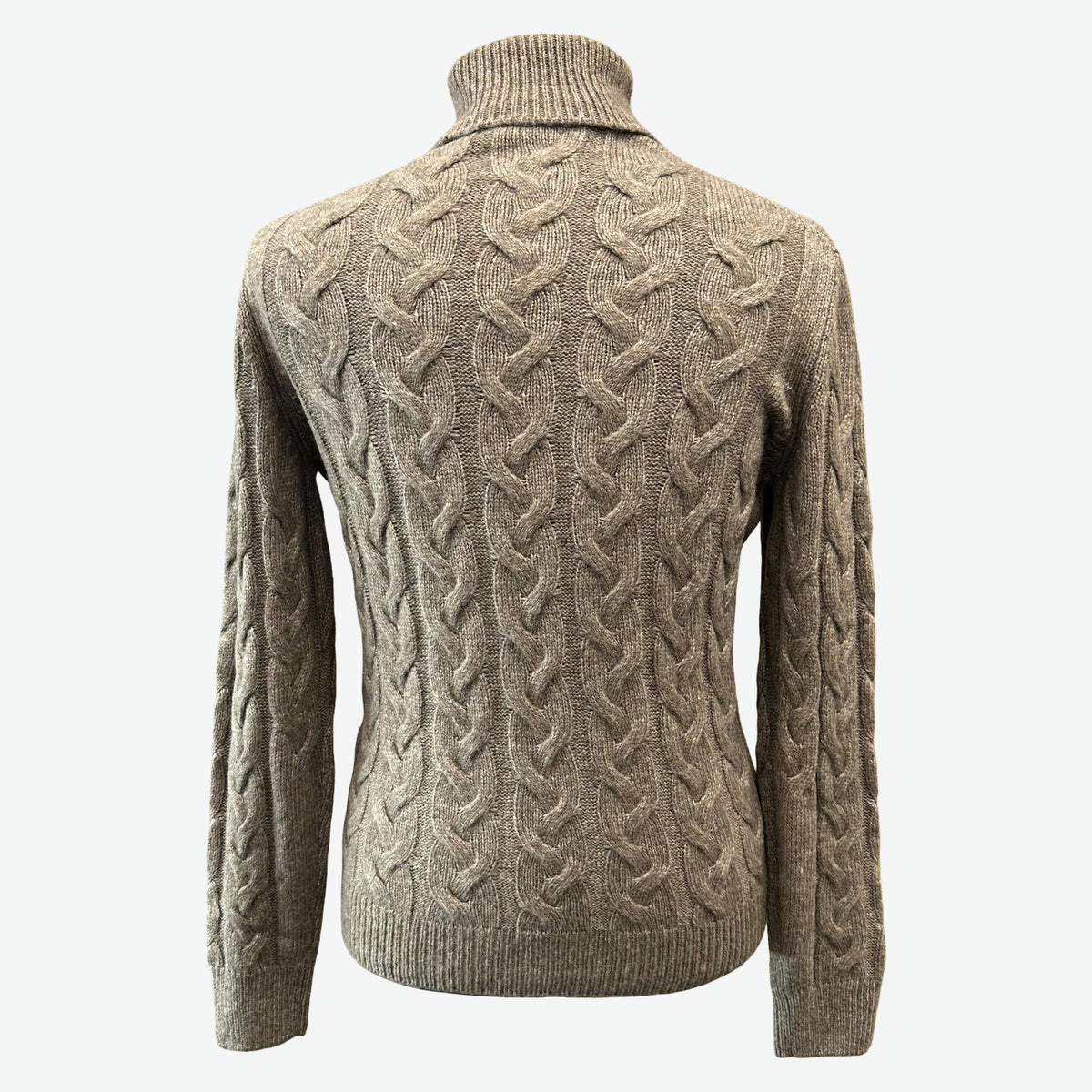 GRAN SASSO Turtleneck Cable Knit BROWN - Henry Bucks