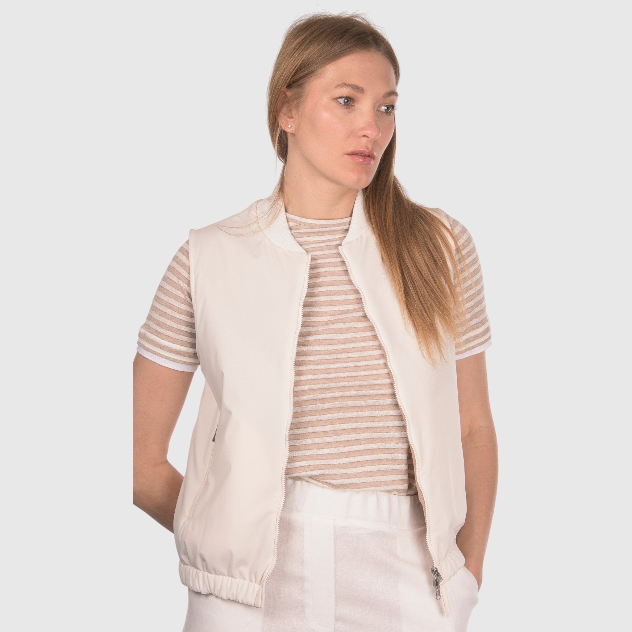 GRAN SASSO Womens Reversible Gillet OFF WHITE - Henry Bucks