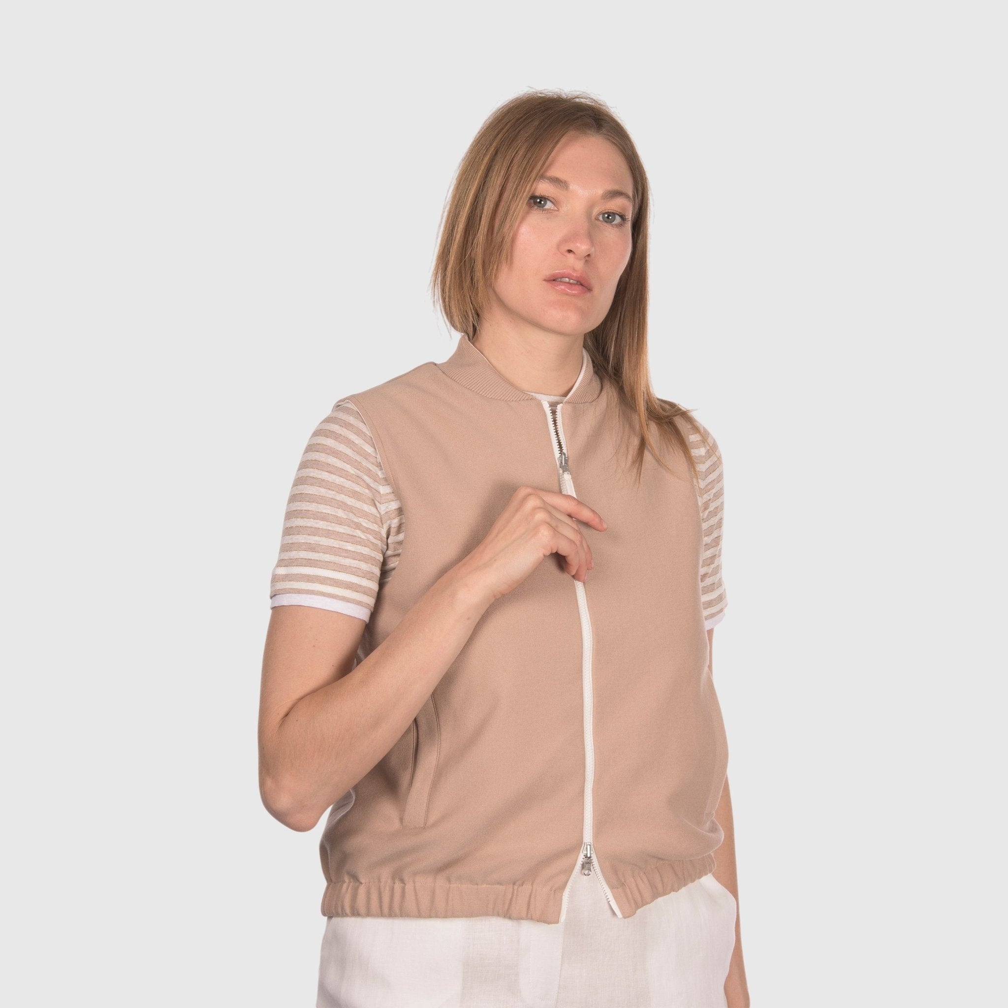GRAN SASSO Womens Reversible Gillet OFF WHITE - Henry Bucks
