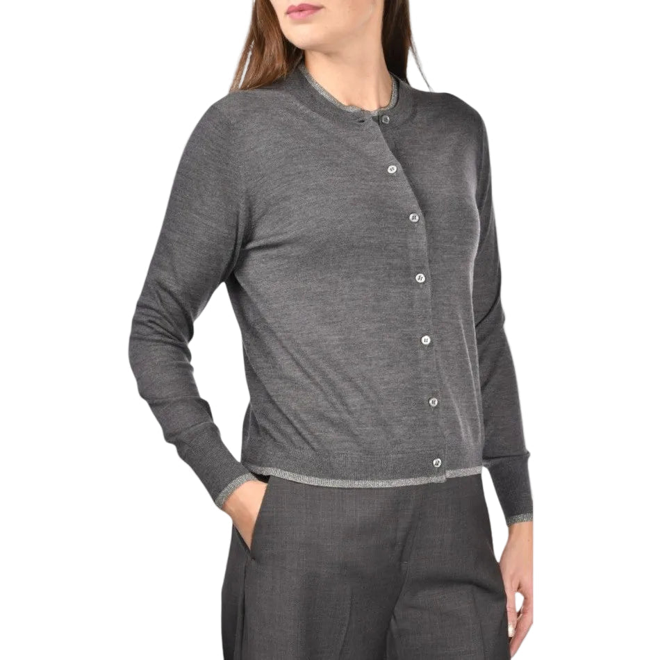 GRAN SASSO Womens Super Tasmania Wool Cardi CHARCOAL - Henry Bucks