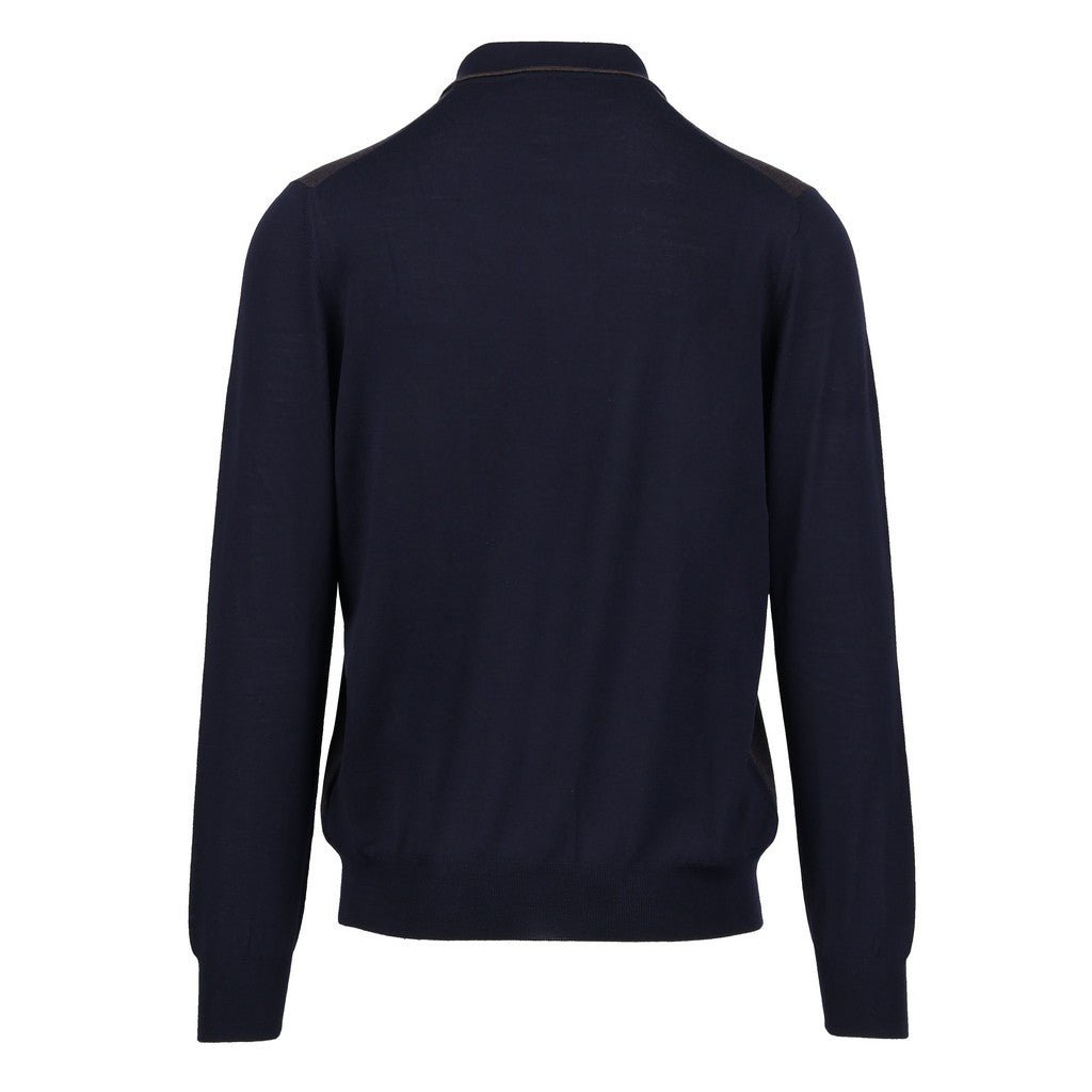 GRAN SASSO Wool Zip Front Knit NAVY - Henry Bucks