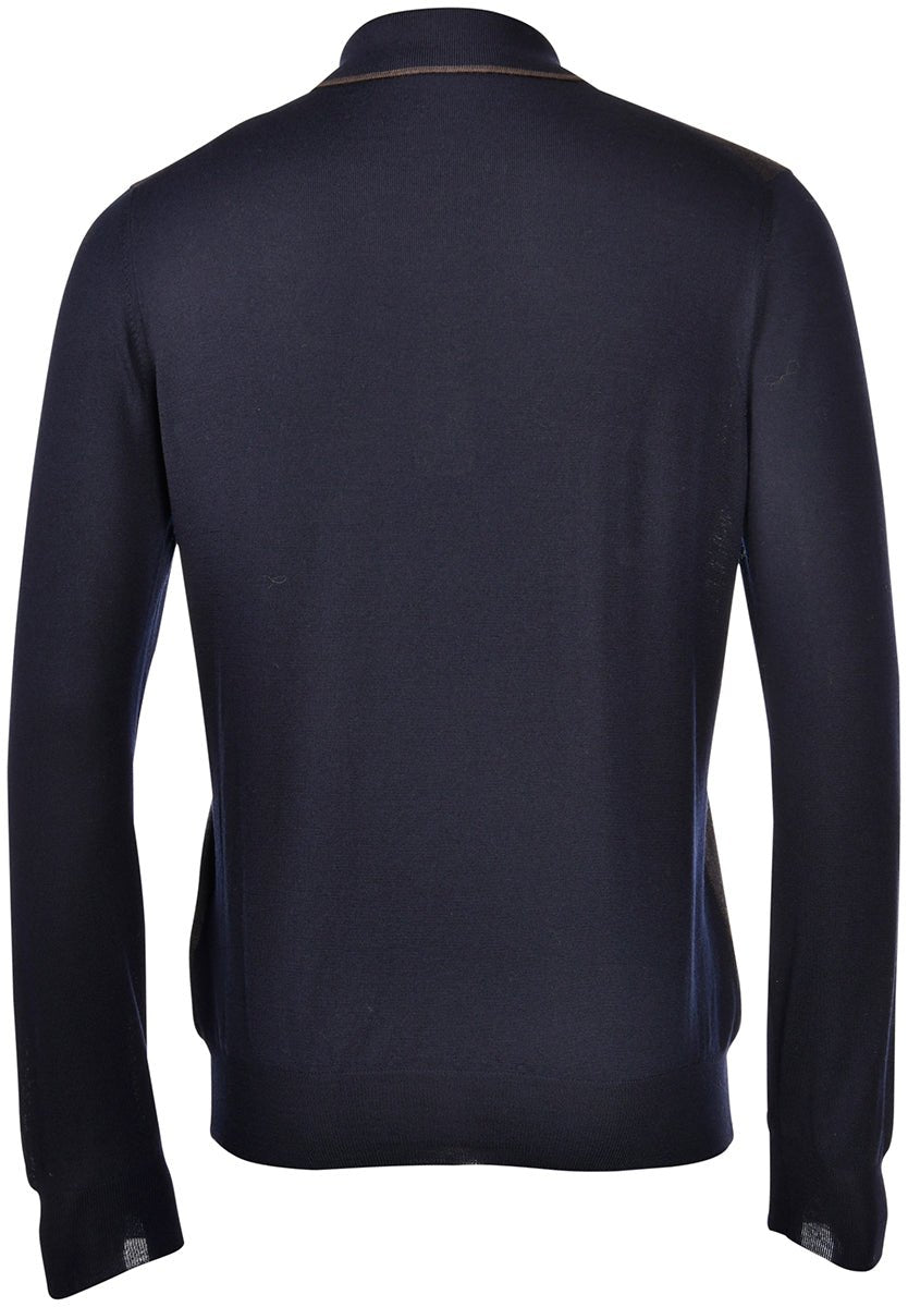 GRAN SASSO WOOL ZIP FRONT KNIT NAVY - Henry Bucks