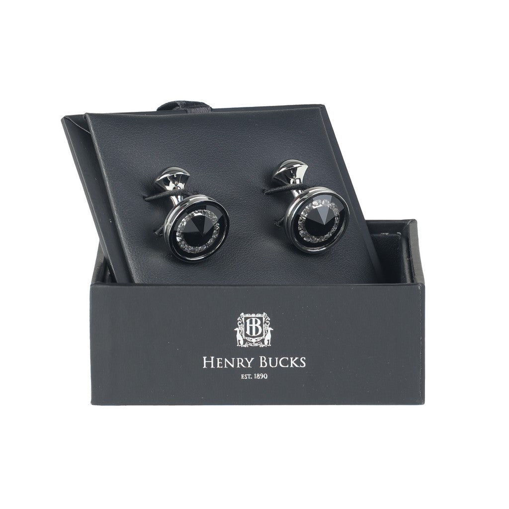 HENRY BUCKS Brass Cufflink SILVER/BLACK - Henry Bucks