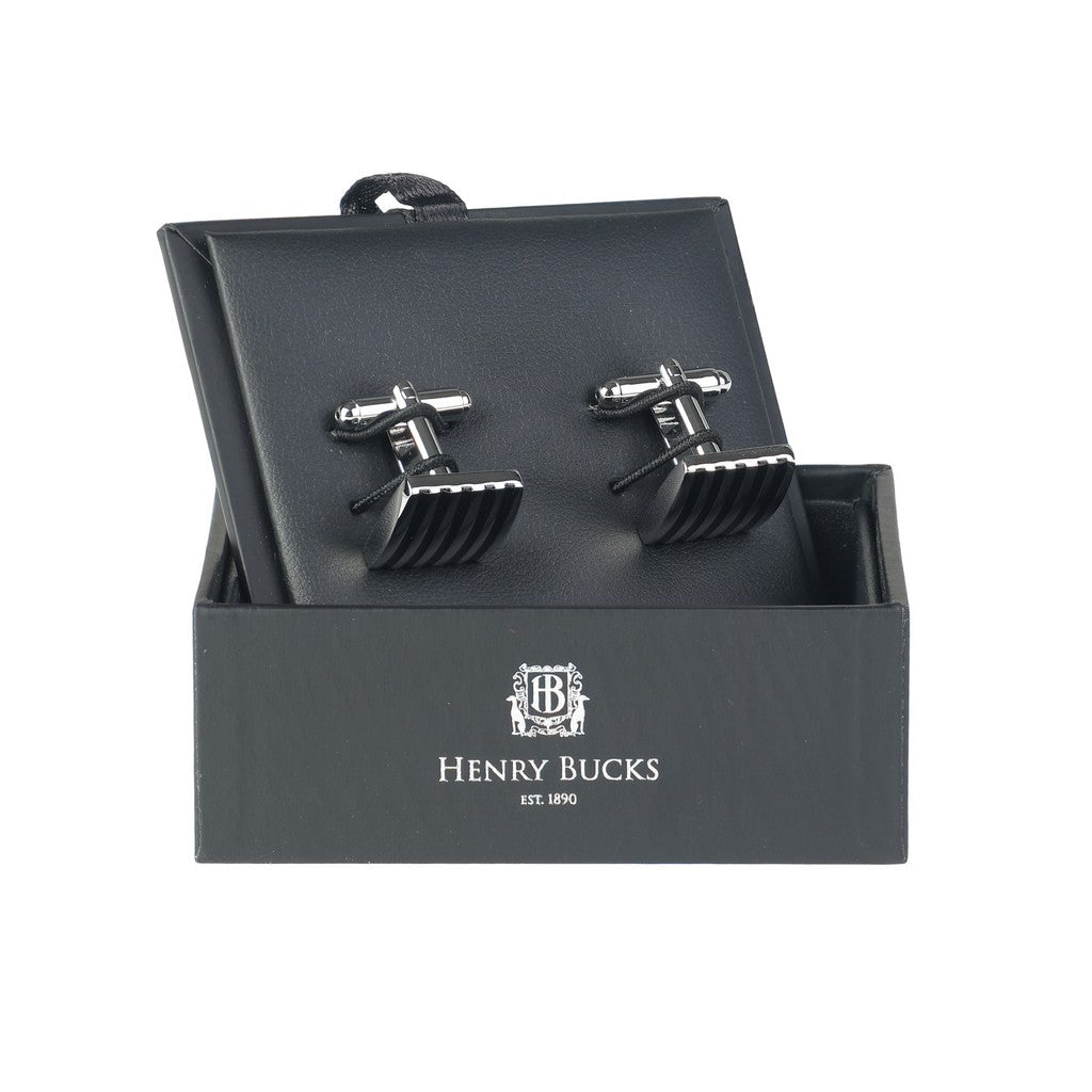 HENRY BUCKS Brass Cufflink SILVER/BLACK - Henry Bucks