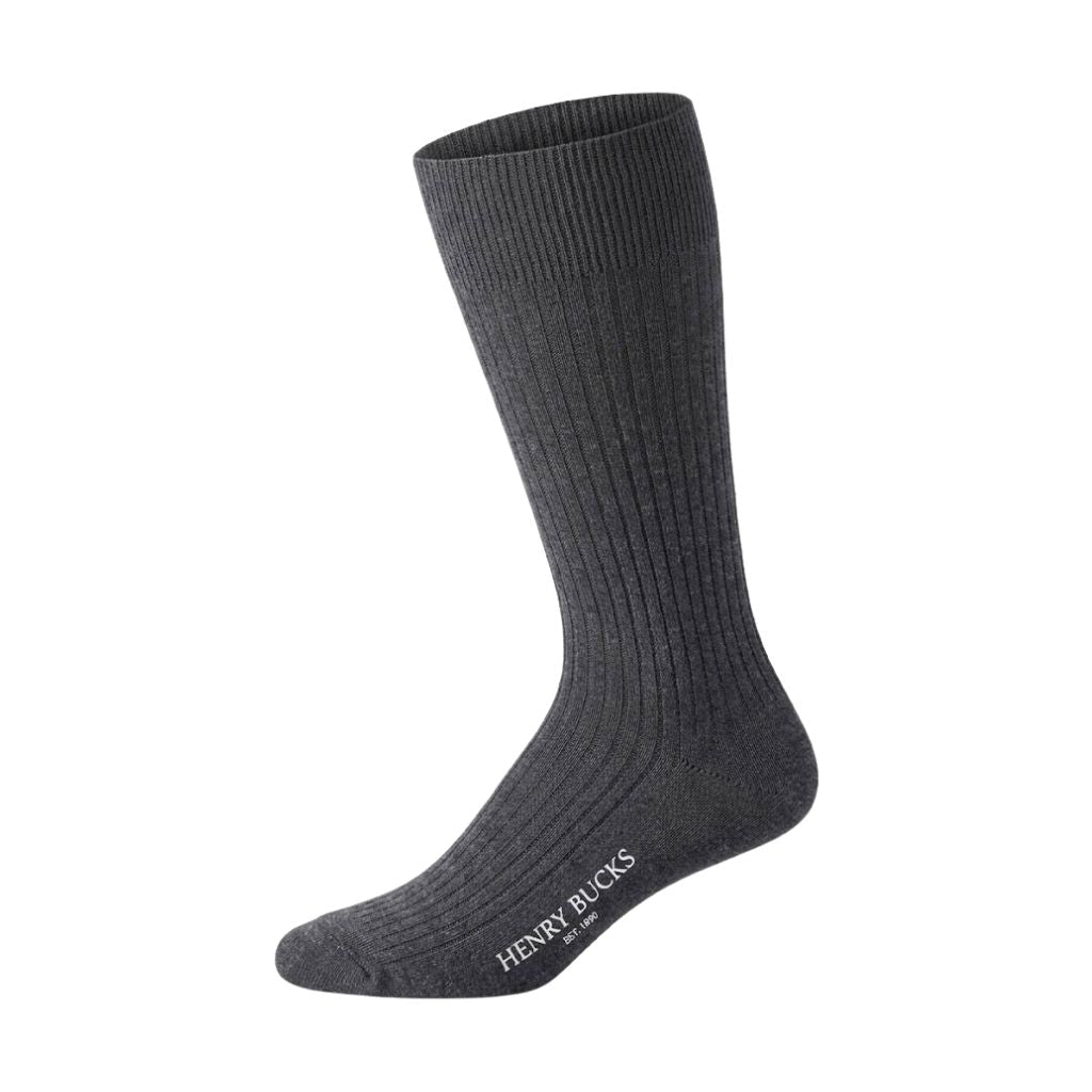HENRY BUCKS Cotton Business Socks 3 Pack CHARCOAL - Henry Bucks