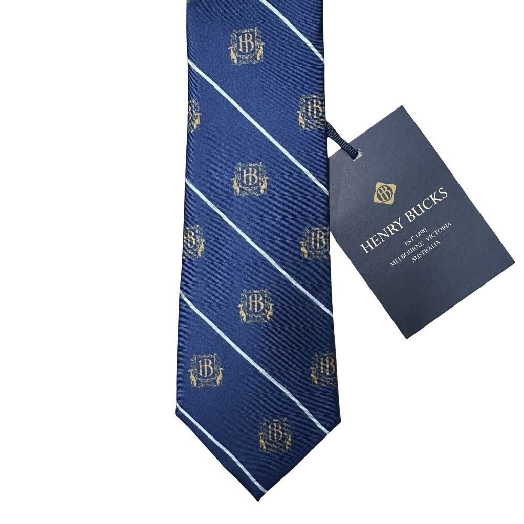 HENRY BUCKS Crest Stripe Tie NAVY - Henry Bucks