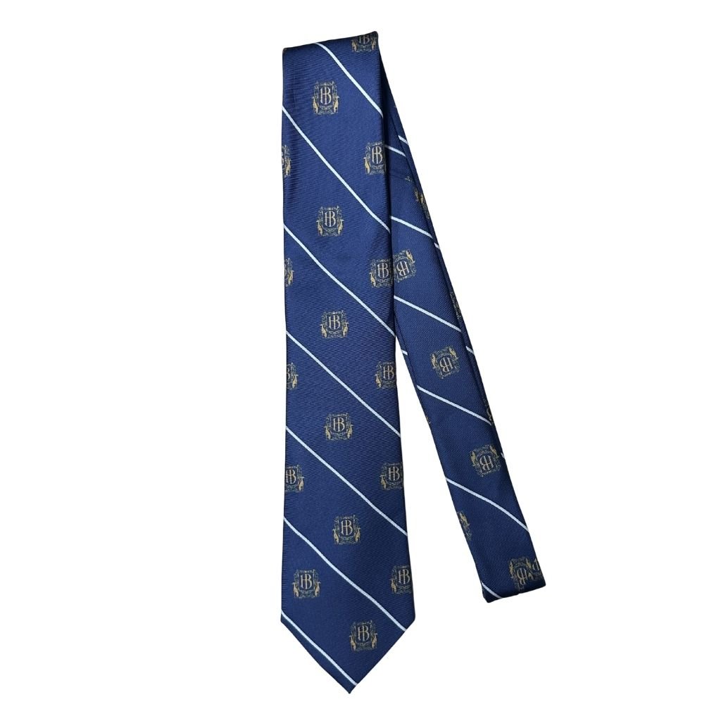 HENRY BUCKS Crest Stripe Tie NAVY - Henry Bucks