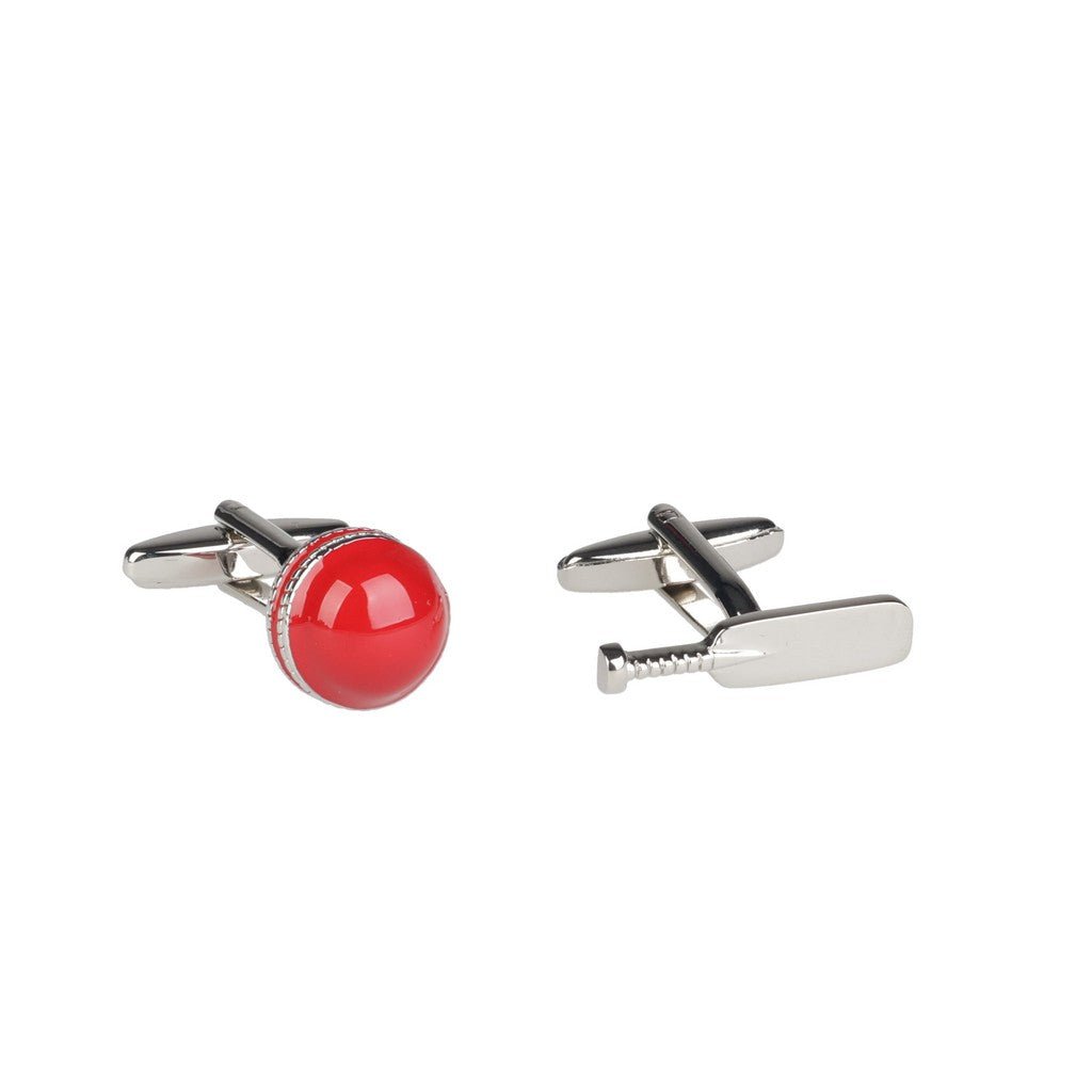 HENRY BUCKS Cricket Cufflink SILVER/RED - Henry Bucks