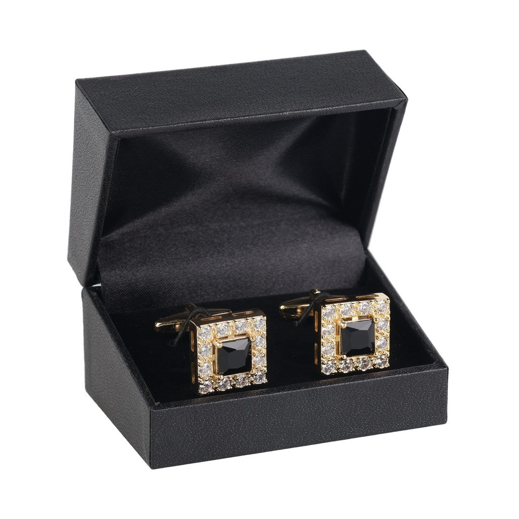 HENRY BUCKS Gold Stud Cufflink GOLD/BLACK - Henry Bucks