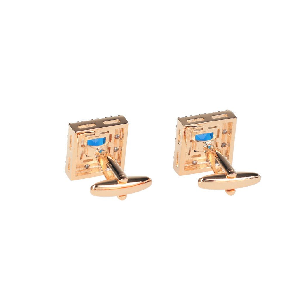 HENRY BUCKS Gold Stud Cufflink GOLD/BLUE - Henry Bucks