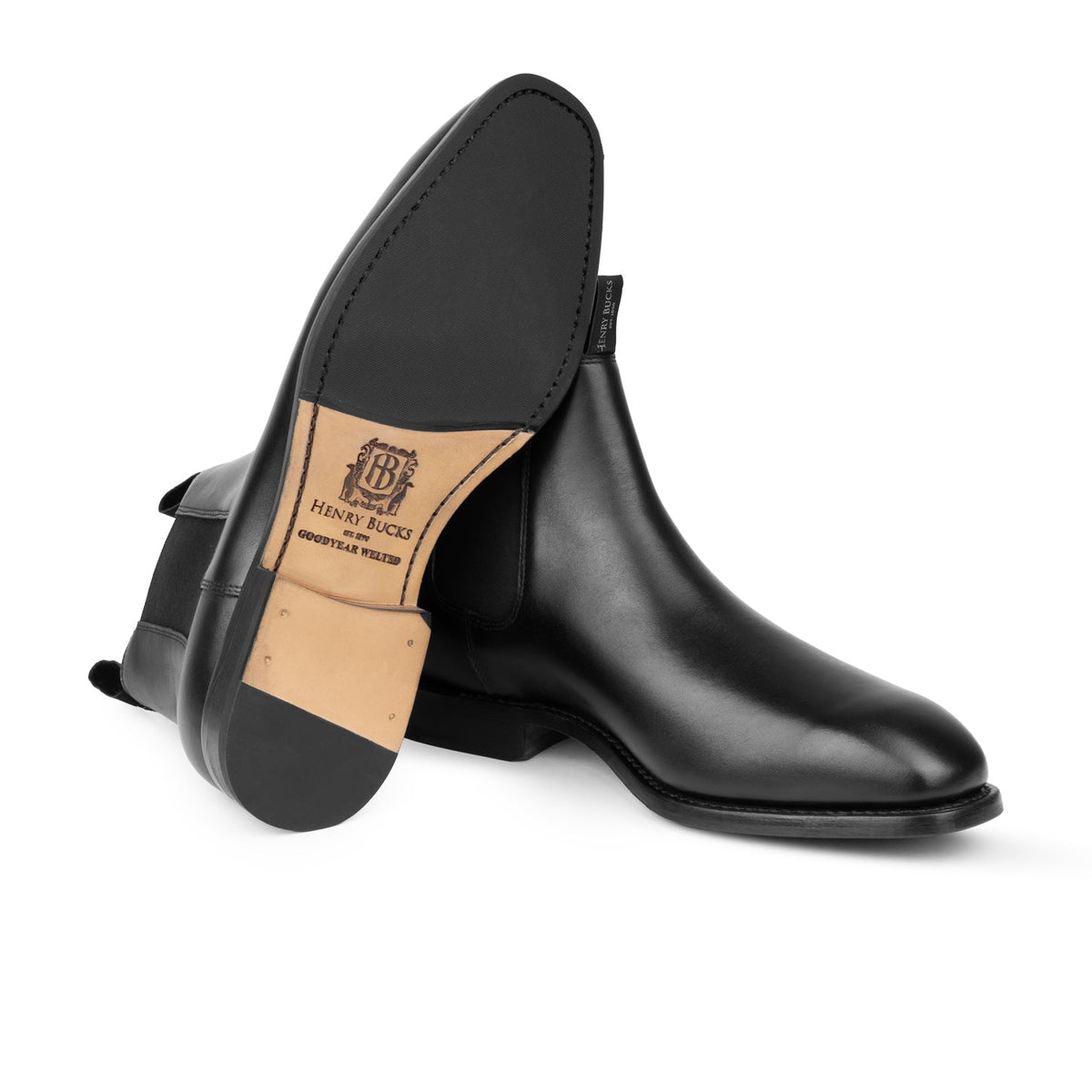 HENRY BUCKS Melbourne Chelsea Boot Leather Sole BLACK - Henry Bucks