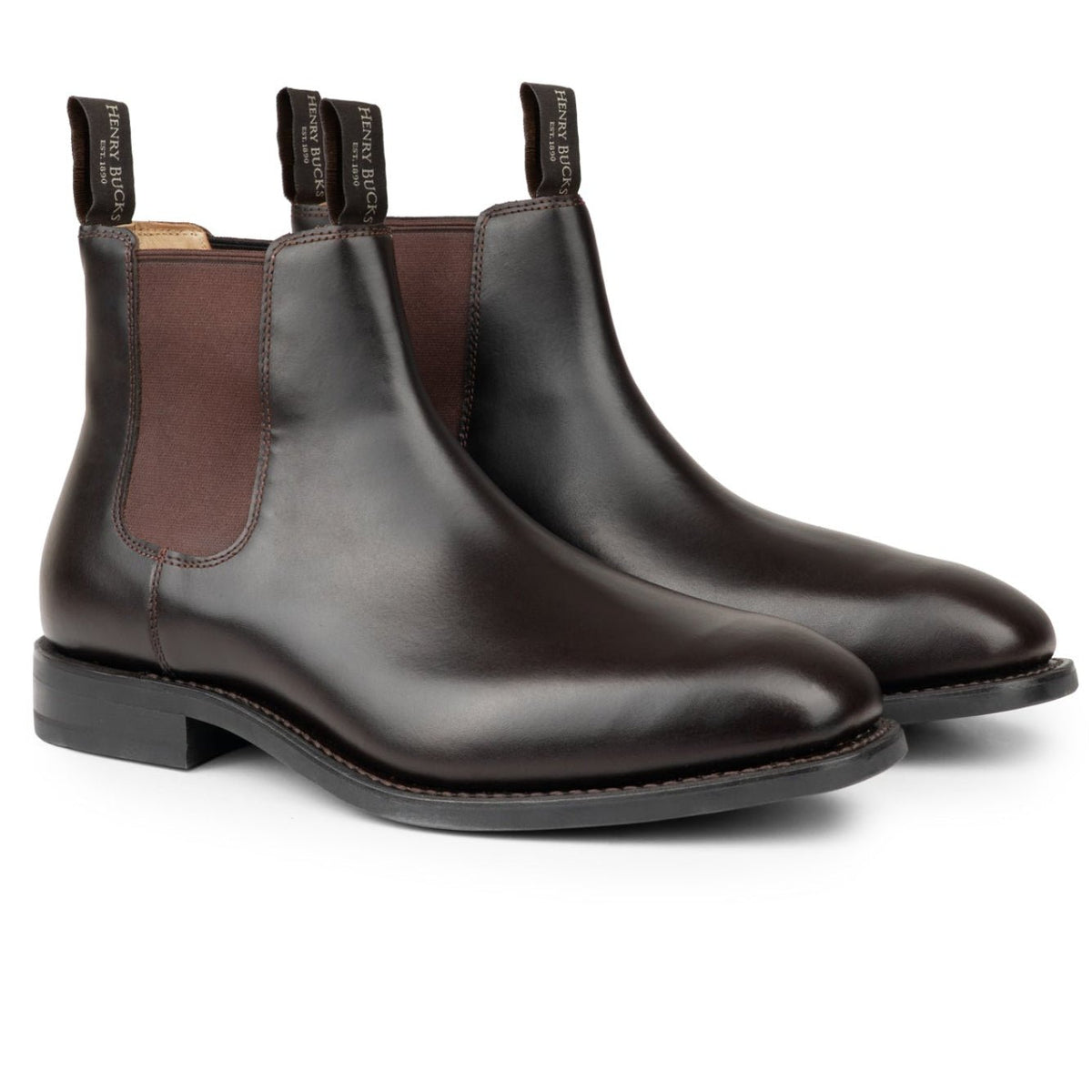 HENRY BUCKS Melbourne Chelsea Boot Leather Sole DARK BROWN - Henry Bucks