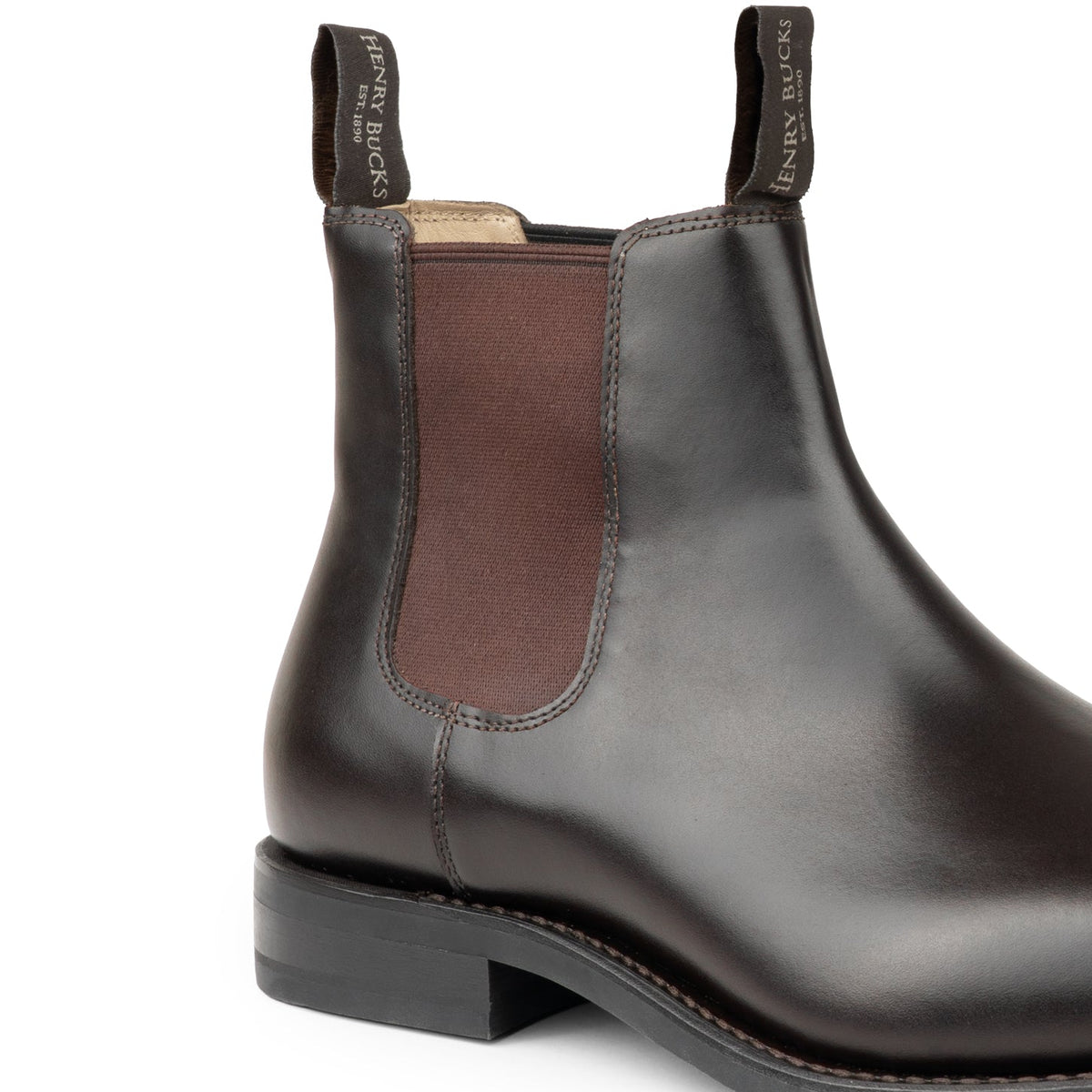 HENRY BUCKS Melbourne Chelsea Boot Rubber Sole DARK BROWN - Henry Bucks