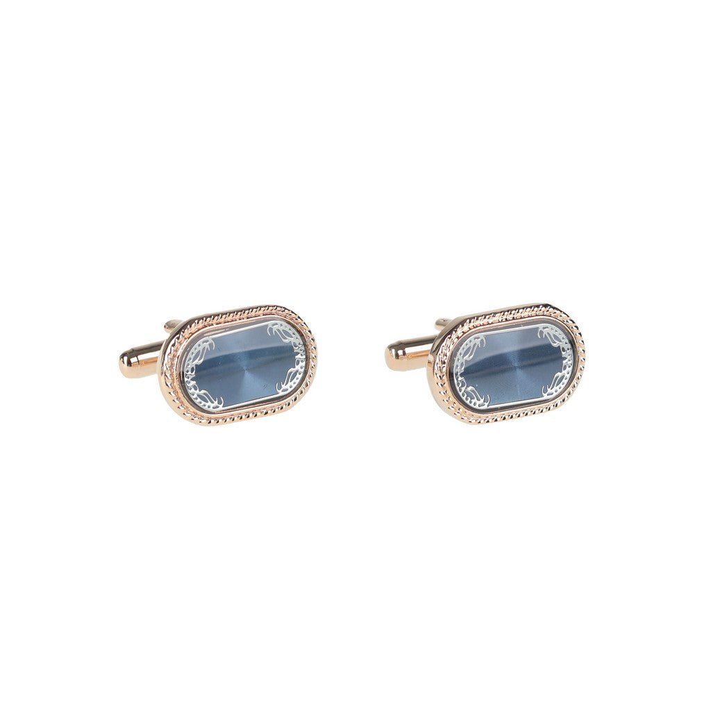 HENRY BUCKS Oval Cufflink GOLD/BLUE - Henry Bucks