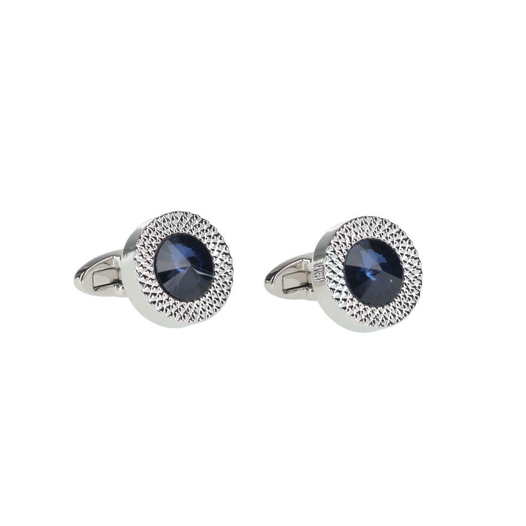 HENRY BUCKS Oval Cufflink SILVER/BLUE - Henry Bucks