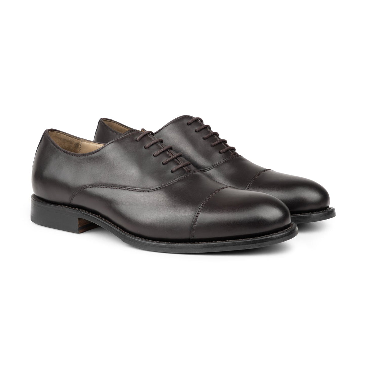 HENRY BUCKS Oxford Toe Cap F-Fit Leather Sole DARK BROWN - Henry Bucks