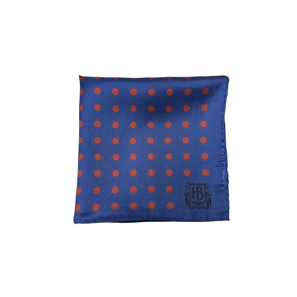 HENRY BUCKS Polka Dot Pocket Square NAVY/BURGUNDY - Henry Bucks