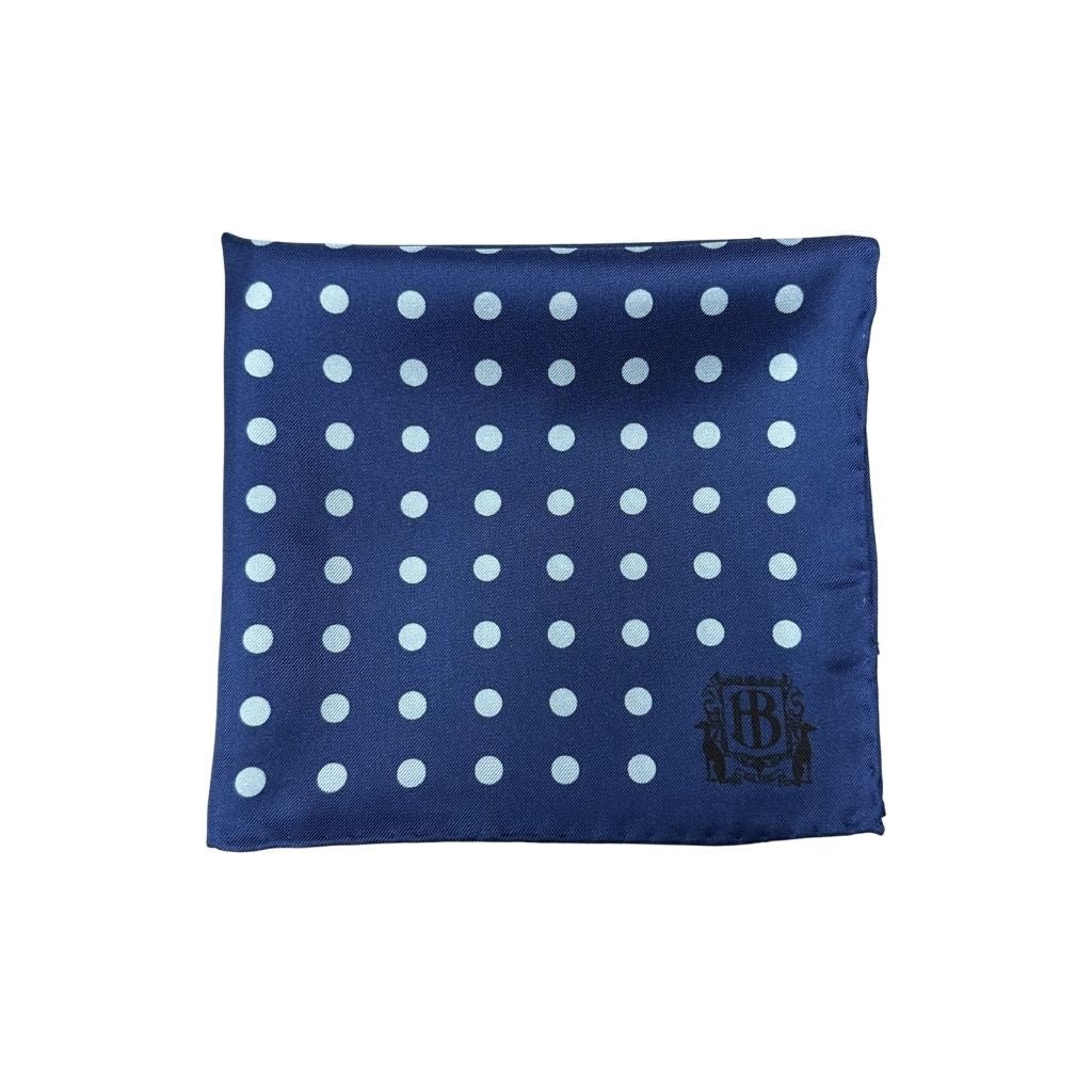 HENRY BUCKS Polka Dot Pocket Square NAVY/SKY - Henry Bucks