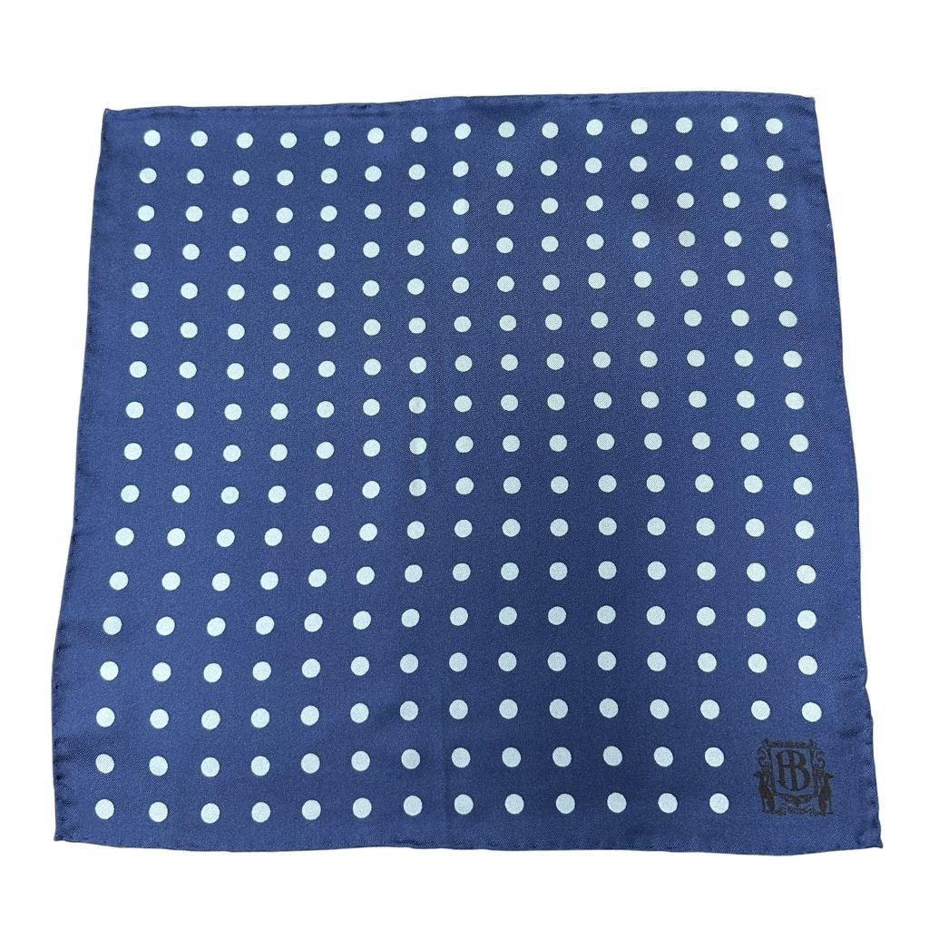 HENRY BUCKS Polka Dot Pocket Square NAVY/SKY - Henry Bucks